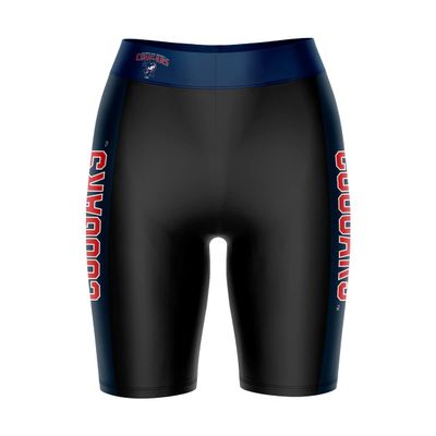 Biker Shorts for Women - 9" Inseam Black Shorts (Reg & Plus Size) 88% Polyester / 12% Spandex - Columbus State University Logo on Waistband - High Waisted Workout