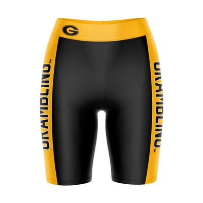 Biker Shorts for Women - 9" Inseam Black Shorts (Reg & Plus Size) 88% Polyester / 12% Spandex - Grambling State University Logo on Waistband - High Waisted Workout