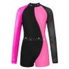 FEESHOW Leotards for Girls Gymnastics Children Long Sleeve Zipper Back Biketard Unitard Jumpsuit with Shorts Rose 6 Years view 1