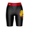 Biker Shorts for Women - 9" Inseam Black Shorts (Reg & Plus Size) 88% Polyester / 12% Spandex - Ferris State University 1 Logo on Thigh & Waistband - High Waisted Workout view 1