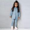 Kids Tales Little Girls Velour Sweatsuit 2Pcs Velvet Round Neck Sweatshirt + Sweatpants Fleece Pullover Jogger Outfits Set view 2