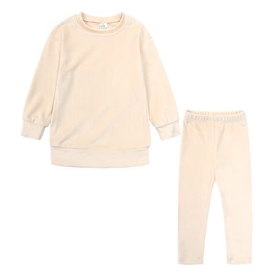 Kids Tales Little Girls Velour Sweatsuit 2Pcs Velvet Round Neck Sweatshirt + Sweatpants Fleece Pullover Jogger Outfits Set