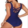Aleumdr Women's One Piece Swimsuits for Women Athletic Training Swimsuits Swimwear Racerback Bathing Suits for Women Blue 405 Medium view 2