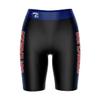 Biker Shorts for Women - 9" Inseam Black Shorts (Reg & Plus Size) 88% Polyester / 12% Spandex - University of Southern Indiana Logo on Waistband - High Waisted Workout view 1