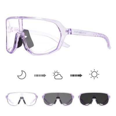 KAPVOE Photochromic Cycling Glasses for Men Women Mountain Bike Sunglasses Purple Sports Goggles UV Protection
