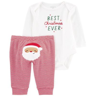 Carter's Winter Holiday 2-Piece Christmas Baby Boy/Girl Santa Bodysuit and Pant Set, Best Christmas Ever, 6 Months