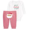 Carter's Winter Holiday 2-Piece Christmas Baby Boy/Girl Santa Bodysuit and Pant Set, Best Christmas Ever, 6 Months view 1