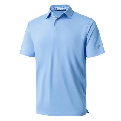 M MAELREG Golf Polo Shirts for Men Short Sleeve Performance Moisture Wicking Quick Dry Casual Collared Mens Polo Shirts Light Blue