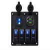 Waterproof Marine Boat Rocker Switch Panel 4 Gang Dual USB QC 3.0 Cigarette Lighter LED Light Car RV Vehicle Truck Camper view 1