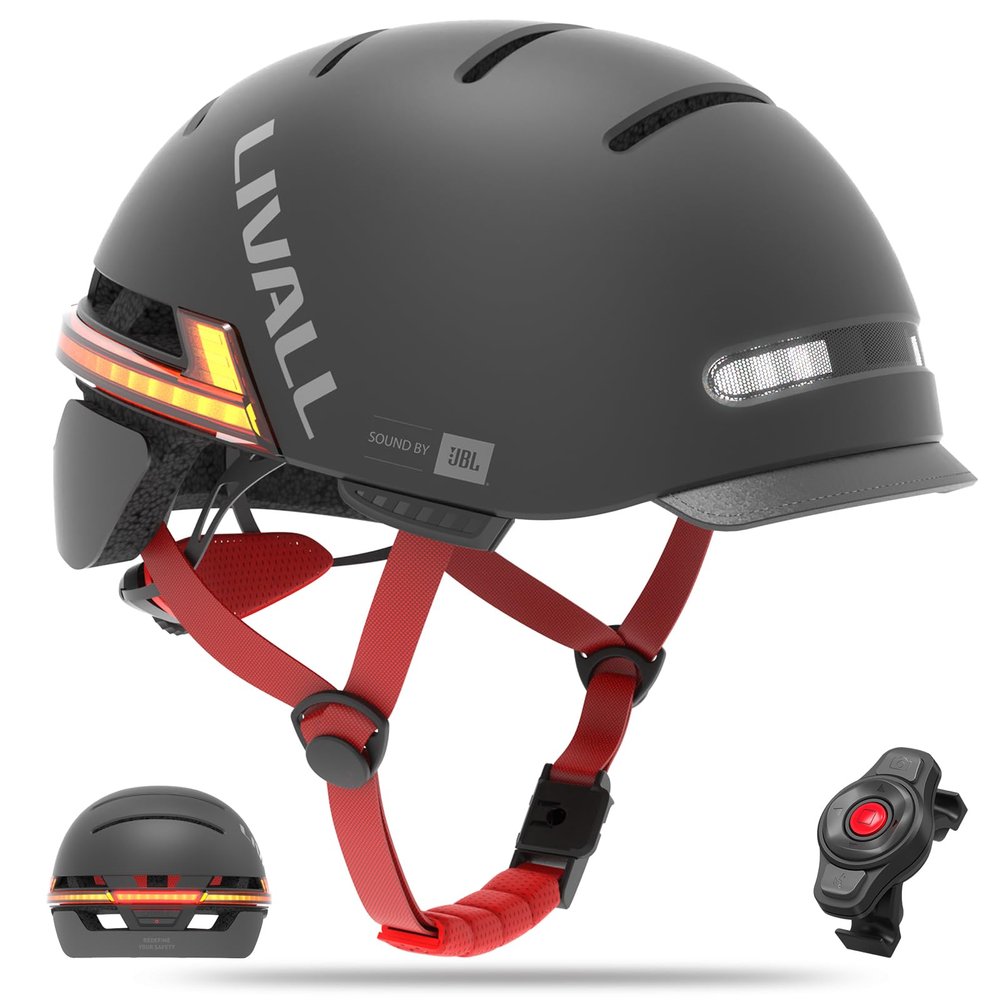 LIVALL BH51M NSO Smart Bluetooth Bike Helmet with Speakers & Built-in Microphone, CE CPSC Certified, Bicycle Helmet with Smart Turn Signals, Fall Detection, Bike Helmet with Visor for Adults Men Women