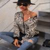 Women Jackets Zebra Striped Zipper Bomber Jacket Women Jackets (Color : Khaki, Size : Small) view 3