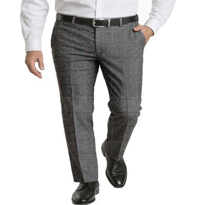 Men's Dress Pants Tweed Plaid Classic Fit Siut Separates Slim Stylish Wool Casual Business Suit Pants Grey