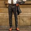 Men's Dress Pants Tweed Plaid Classic Fit Siut Separates Slim Stylish Wool Casual Business Suit Pants Grey view 2