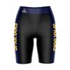 Biker Shorts for Women - 9" Inseam Black Shorts (Reg & Plus Size) 88% Polyester / 12% Spandex - University of North Carolina - Greensboro Logo on Waistband - High Waisted Workout view 1