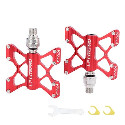 Folding Bicycle Pedal Aluminum Alloy Double Side Quick Release Pedal for Brompton pedel for dahon for Birdy Non-Slip Pedals (red)