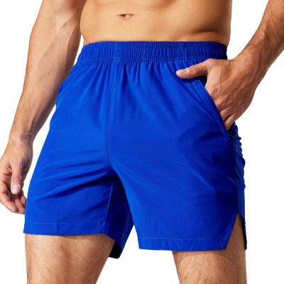 MIER Men's Athletic Shorts 5 Inch Quick Dry Lightweight Running Gym Workout Shorts, Zipper Pockets, No Liner, Royal Blue, XXL