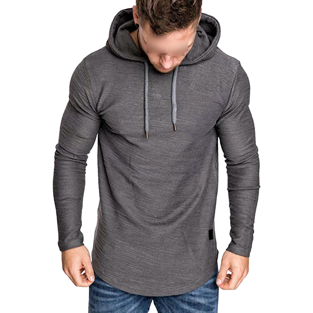 JEsilunmaMY Men's Solid Color Casual Hoodies Long Sleeve Drawstring Hooded Sweatshirt Lightweight Loose Pullover Tee Shirts (Dark Grey,Medium)