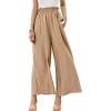 Maiyifu-GJ High Waisted Pants for Women Casual Loose Flowy Wide Leg Pants Elastic Waist Solid Comfy Lounge Flare Trousers (Apricot,Small) view 1