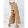 Maiyifu-GJ High Waisted Pants for Women Casual Loose Flowy Wide Leg Pants Elastic Waist Solid Comfy Lounge Flare Trousers (Apricot,Small) view 2