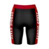 Biker Shorts for Women - 9" Inseam Black Shorts (Reg & Plus Size) 88% Polyester / 12% Spandex - Ferris State University Logo on Waistband - High Waisted Workout view 2