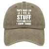 That's Whats I Do I Fix Stuff and I Know Things Distressed Baseball Hat for Men Funny Washed Denim Adjustable Hats view 1