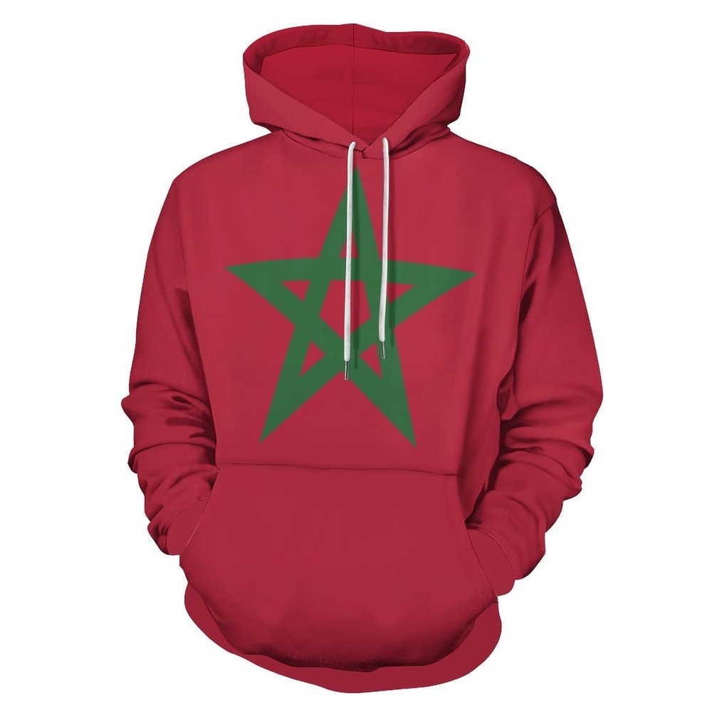 Fattyeery Womens Long Sleeve Morocco Flag 3D Horror Print Hoodie Spring And Autumn for Mens Tops 5XL