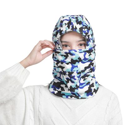 Kids Winter Thermal Fleece Balaclava Hood Ski Mask Face Covering Neck Warmer Gaiter for Children Boys Girls Over 3 Years Old Camouflage Blue