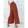 High Waisted Pants for Women Casual Loose Flowy Wide Leg Pants Elastic Waist Solid Comfy Lounge Flare Trousers (Red,XX-Large) view 2