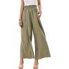 Maiyifu-GJ High Waisted Pants for Women Casual Loose Flowy Wide Leg Pants Elastic Waist Solid Comfy Lounge Flare Trousers (Green,X-Large) view 1