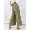 Maiyifu-GJ High Waisted Pants for Women Casual Loose Flowy Wide Leg Pants Elastic Waist Solid Comfy Lounge Flare Trousers (Green,X-Large) view 2