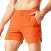 MIER Men's Workout Running Shorts Quick Dry Active 5 Inches Shorts with Pockets, Lightweight and Breathable, Orange, L view 1