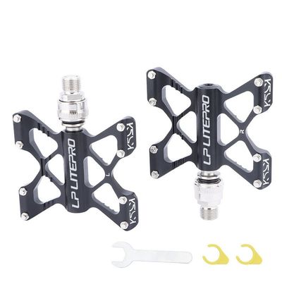Folding Bicycle Pedal Aluminum Alloy Double Side Quick Release Pedal for Brompton pedel for dahon for Birdy Non-Slip Pedals (Black)
