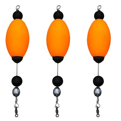 FOUR HORSEMEN TACKLE Popping Corks for Redfish and Speckled Trout - Durable Bobbers for Saltwater and Freshwater - Oval - Orange (Pack of 3)