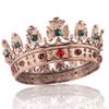 Baroque Royal Crown Men's Metal Prince Hair Crown Full Circle Birthday Party Hair Accessories For Cosplay Prom Quinceanera (Small Size 6.1" Diameter, Bronze With Green Stone) view 1