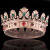 Baroque Royal Crown Men's Metal Prince Hair Crown Full Circle Birthday Party Hair Accessories For Cosplay Prom Quinceanera (Small Size 6.1" Diameter, Bronze With Green Stone) view 3