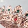 Baroque Royal Crown Men's Metal Prince Hair Crown Full Circle Birthday Party Hair Accessories For Cosplay Prom Quinceanera (Small Size 6.1" Diameter, Bronze With Green Stone) view 4