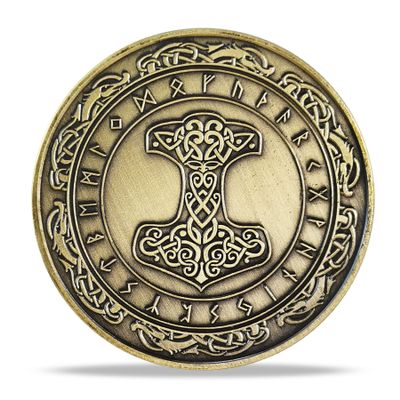 Norse Viking Mjolnir Coin Thor's Hammer Coin Nordic Mythology Talisman