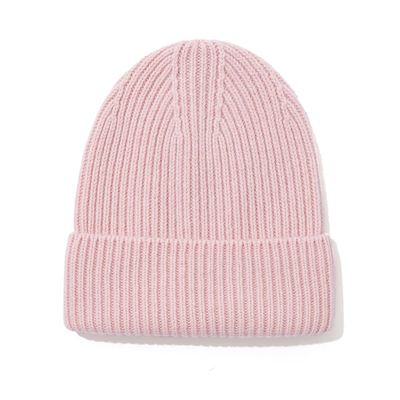 Lemoyoung Knit Beanie Hat 100% Sheep Wool Beanie for Men and Women Pure Wool Ribbed Knit Warm Winter Hat (Pink)
