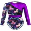HULIJA Gymnastics Leotards for Toddler Girls Long Sleeve Cartoon Horses Athletic Dancewear Black&Rainbow 10 Years view 1