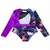 HULIJA Gymnastics Leotards for Toddler Girls Long Sleeve Cartoon Horses Athletic Dancewear Black&Rainbow 10 Years view 4