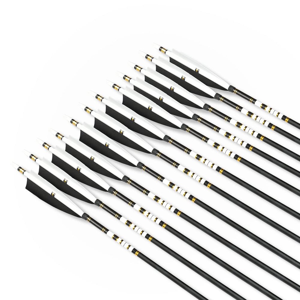 PMZ Archery 31" Mix Carbon Arrow 6pcs 12pcs for Hunting Recurve Bow(12pcs,with Stickers)