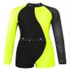 FEESHOW Leotards for Girls Gymnastics Children Long Sleeve Zipper Back Biketard Unitard Jumpsuit with Shorts Fluorescent Yellow 6 Years view 1