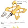 Folding Bicycle Pedal Aluminum Alloy Double Side Quick Release Pedal for Brompton pedel for dahon for Birdy Non-Slip Pedals (Gold) view 2