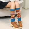 Altsuceser Women Boho Knitted Boot Gaiters Crochet Leg Warmer, Winter Bohemian Boot Cuffs Lake Blue One Size view 2