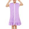 Little Girls Swim Cover Up Kids Swimsuit Coverup Zip Up Beach Bathing Suit Hooded Bathrobe Absorbent Beach Dress Baby Purple view 1