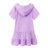 Little Girls Swim Cover Up Kids Swimsuit Coverup Zip Up Beach Bathing Suit Hooded Bathrobe Absorbent Beach Dress Baby Purple view 2