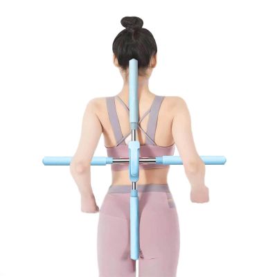 Yoga Sports Training Sticks Stretching Tool for Adults and Kids Back Straightener Posture Corrector Retractable Back Support Hump Posture Orthotics (Color : Blue, Size : 54-86cm)