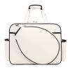 Vaveren Tennis Handbag Multifunctional Pickleball Racket Storage Canvas Large Racquet Covers Tennis Racket Bag for Fitness Gym, White view 2