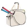 Vaveren Tennis Handbag Multifunctional Pickleball Racket Storage Canvas Large Racquet Covers Tennis Racket Bag for Fitness Gym, White view 3