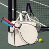 Vaveren Tennis Handbag Multifunctional Pickleball Racket Storage Canvas Large Racquet Covers Tennis Racket Bag for Fitness Gym, White view 4